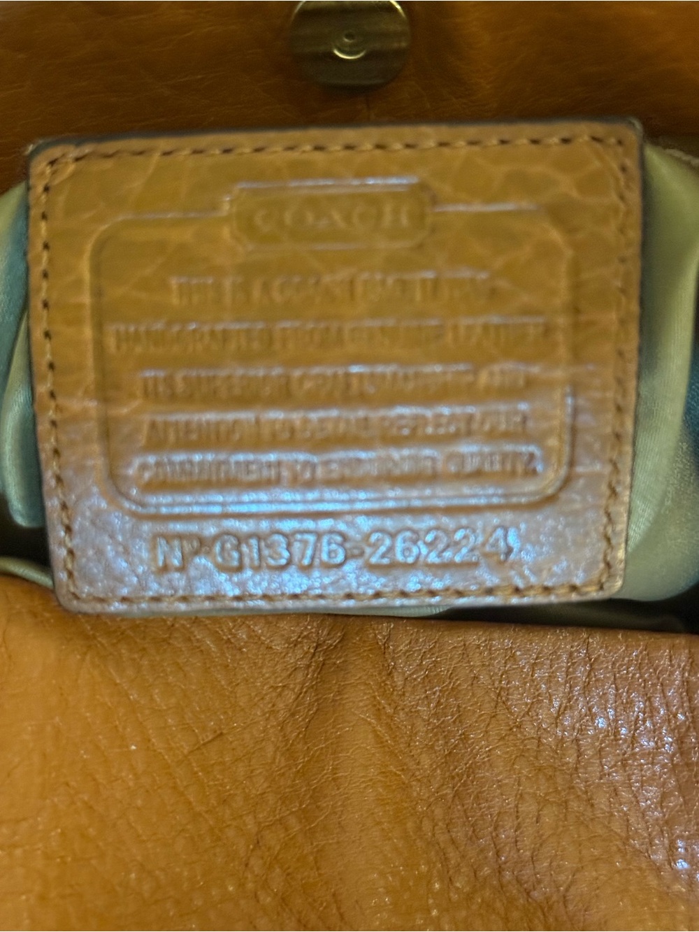 Coach #26224 Madison Phoebe Pebble Leather Cognac Brown Hobo Handbag - Picture 12 of 14